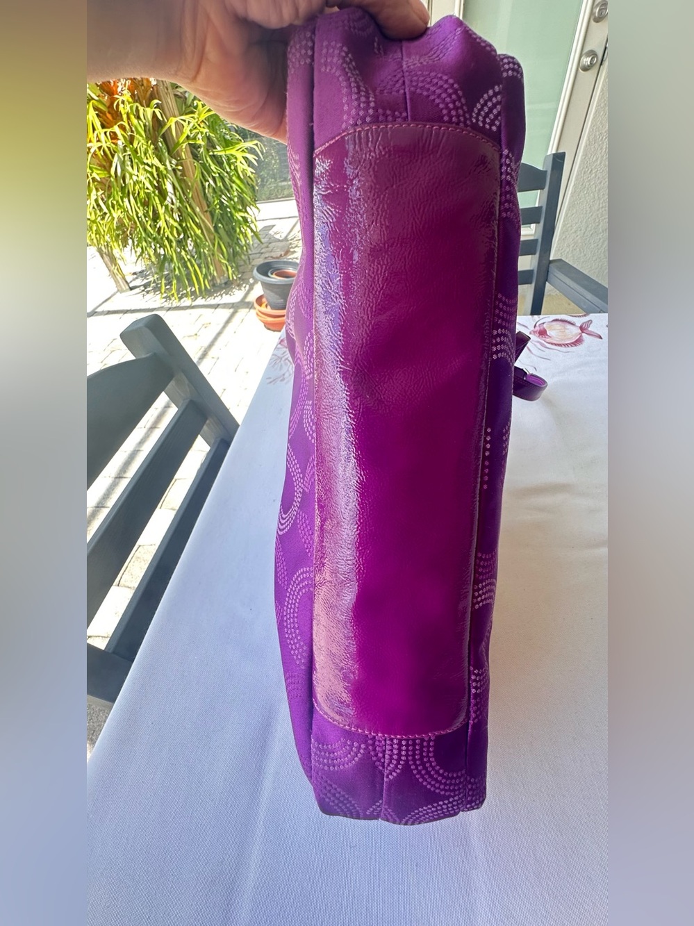 Coach Purple Signature Tote with Removable Strap - Picture 7 of 11